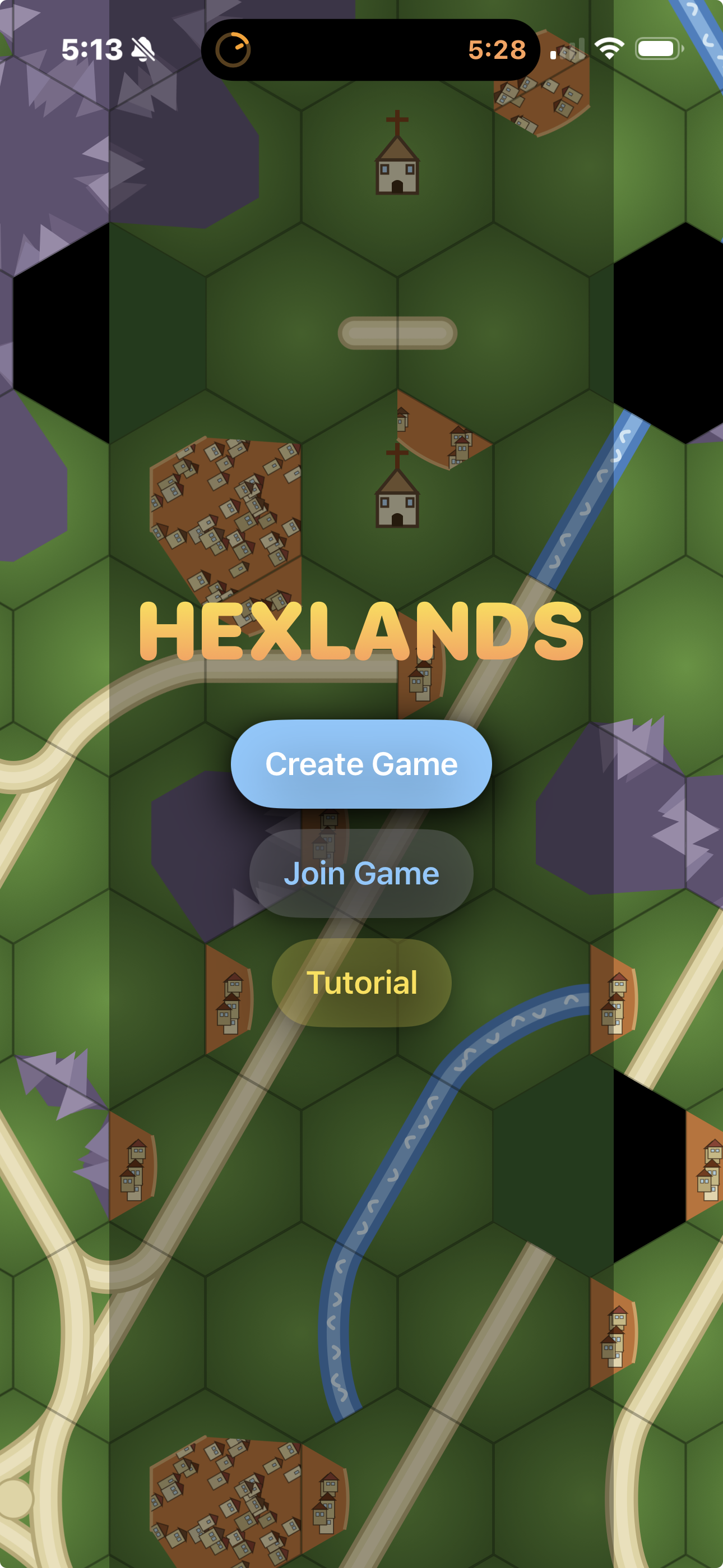 Hexlands main menu